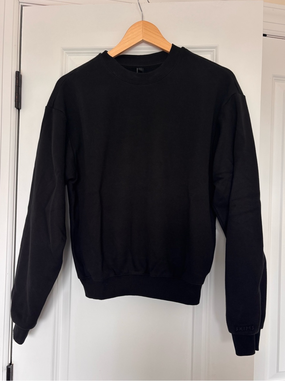 Skims Cotton Fleece Black Onyx Crewneck Sweatshirt Size Small Womens